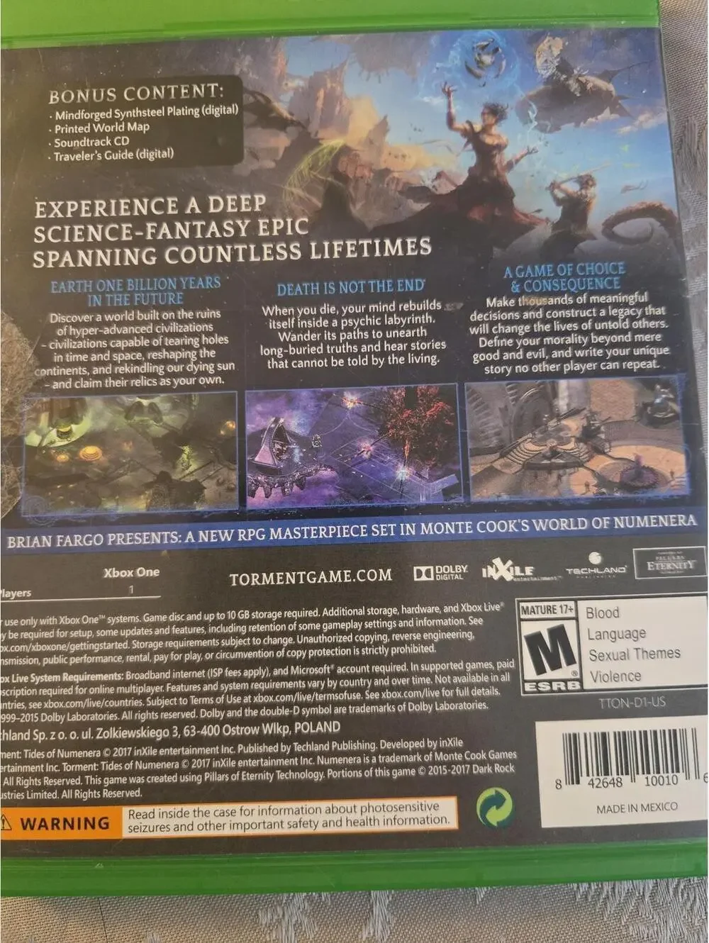 Torment: Tides of Numenera Day One Edition (Xbox One) with Map & Soundtrack